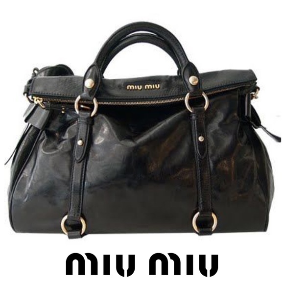 Miu Miu Handbags - Miu Miu Vitello Bow Satchel in Black EUC